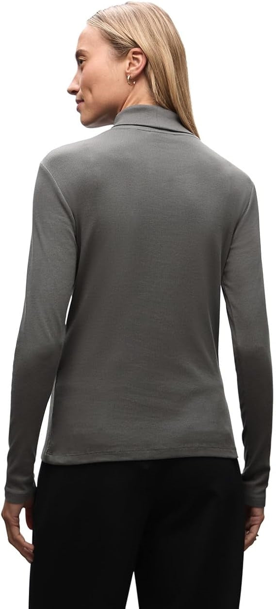 LTD QR basic rib roll neck shi – Gravel Grey 
