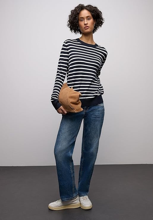 LTD QR_ basic sweater stripes – Deep Blue 
