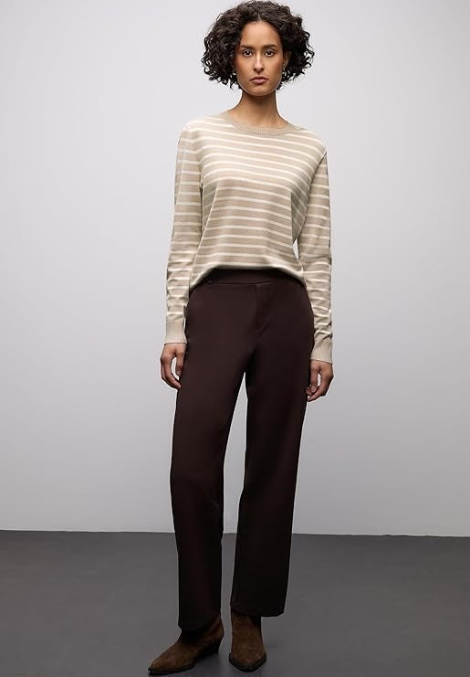 LTD QR_ basic sweater stripes – Cotton Beige 