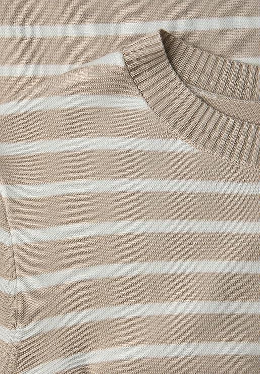 LTD QR_ basic sweater stripes – Cotton Beige 