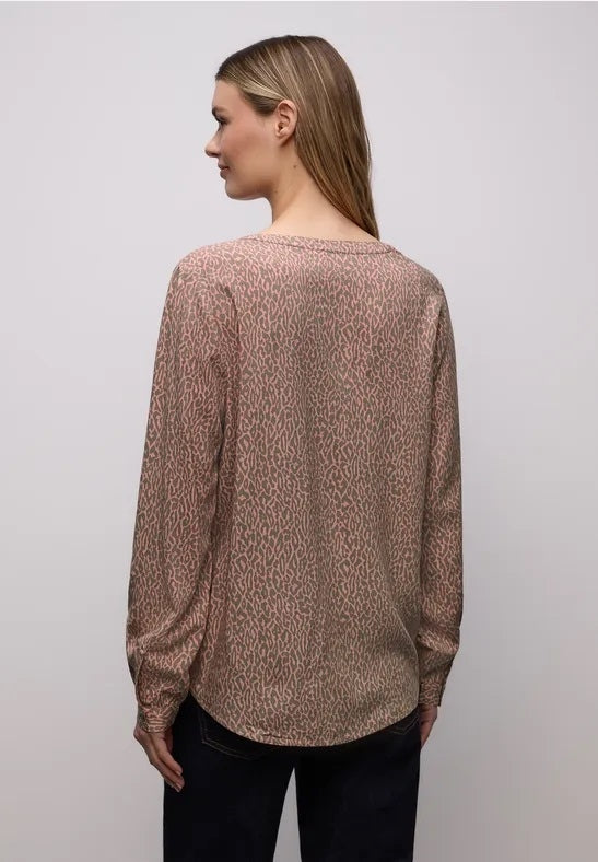 Splitneck tunic blouse AOP