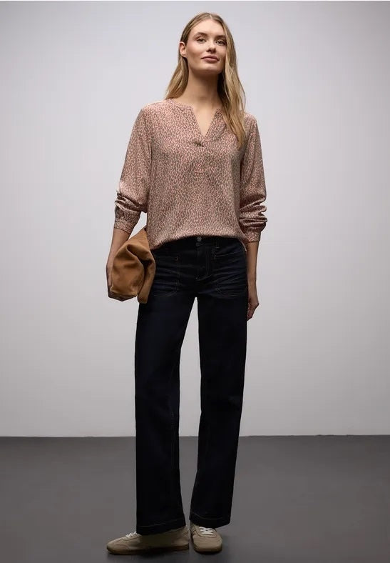 Splitneck tunic blouse AOP