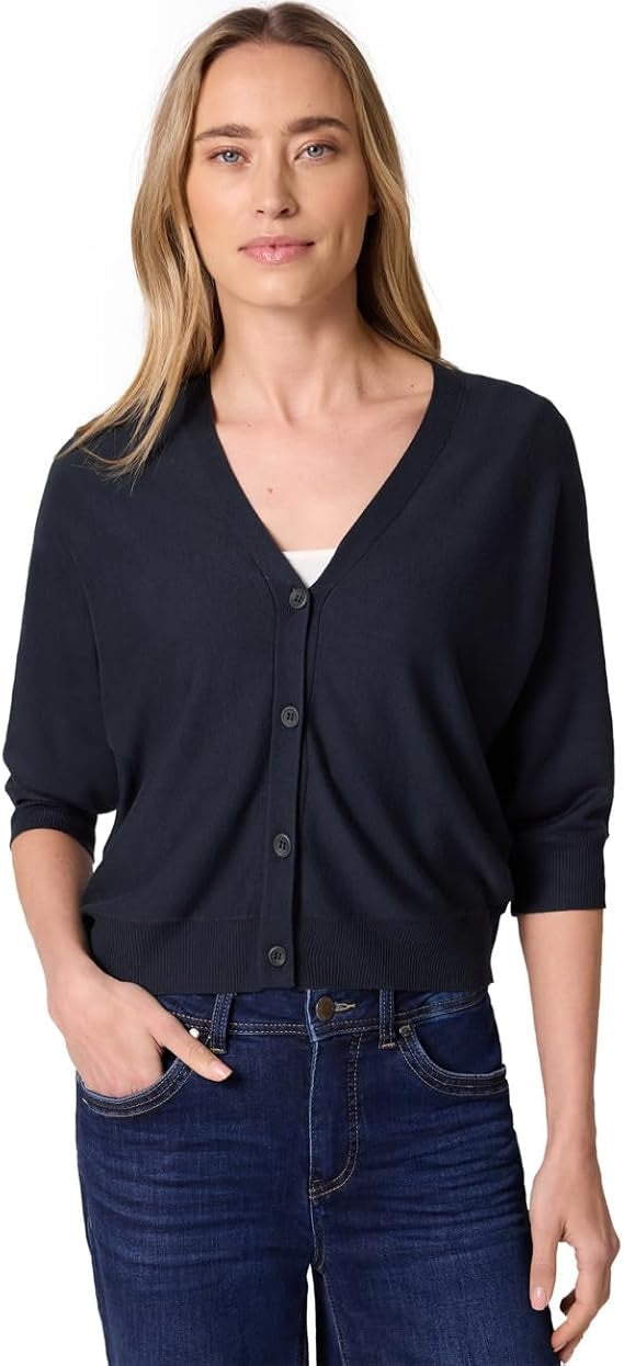 v-neck button up cardigan – Shadowed Navy 
