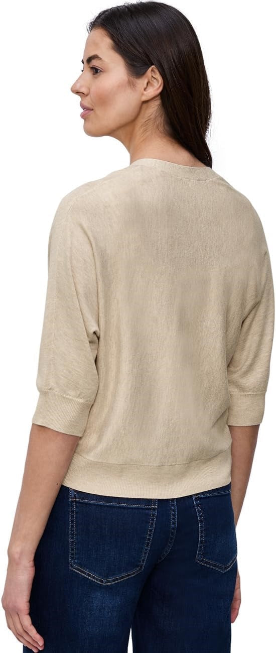 v-neck button up cardigan – Cotton Beige Melange 