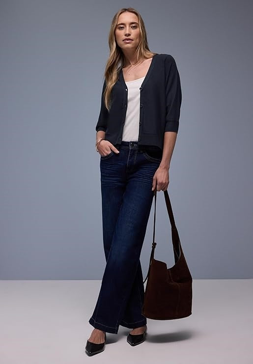 v-neck button up cardigan – Shadowed Navy 