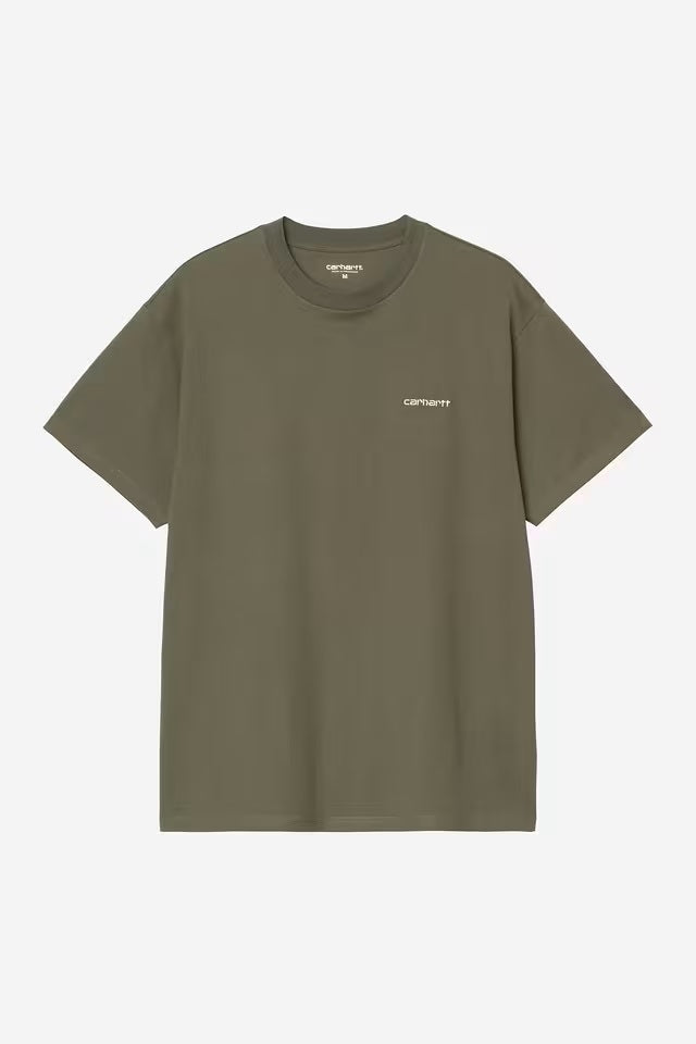 Script Embroidery T-Shirt Leaf/White