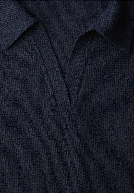 LTD QR knit look polo shirt – Shadowed Navy 