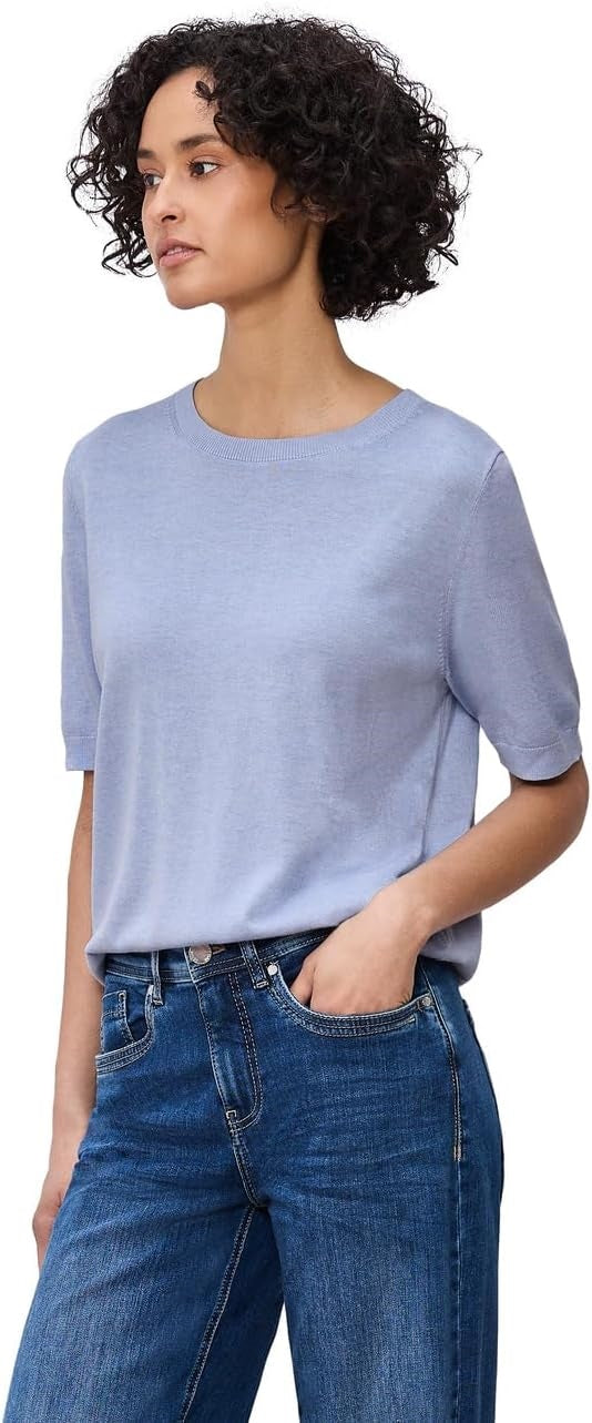 LTD_QR_short sleeve sweater – Cashmere Blue Melange 