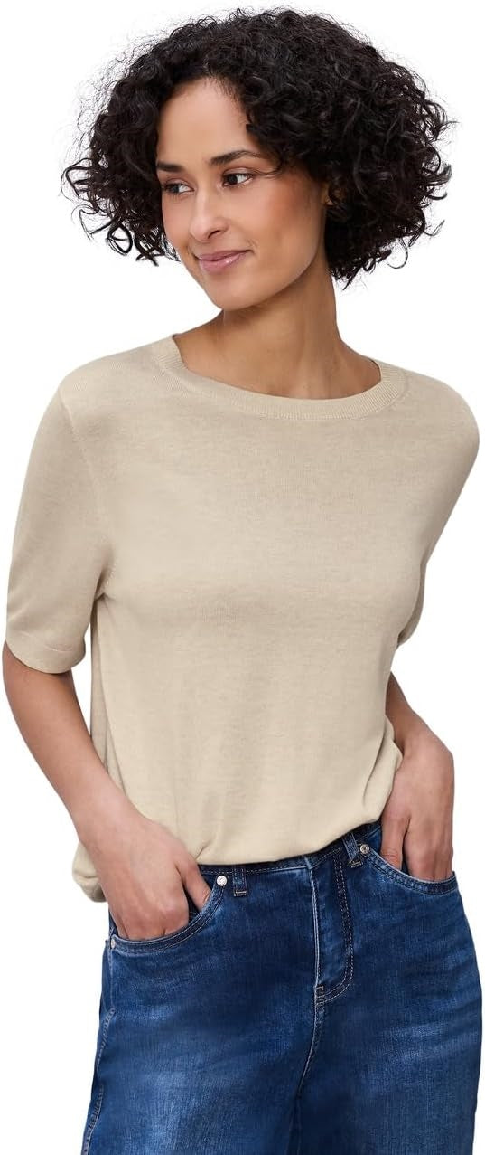 LTD_QR_short sleeve sweater – Smoke Beige Melange 