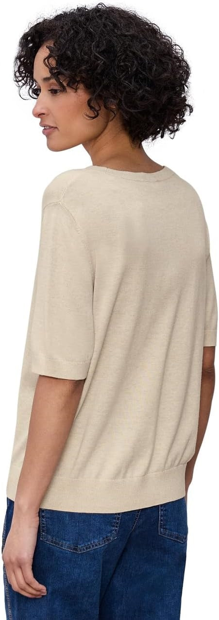 LTD_QR_short sleeve sweater – Smoke Beige Melange 
