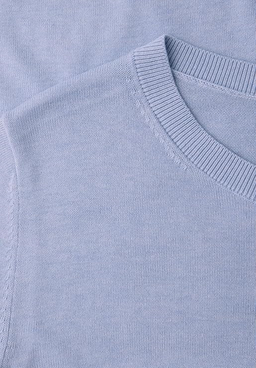 LTD_QR_short sleeve sweater – Cashmere Blue Melange 