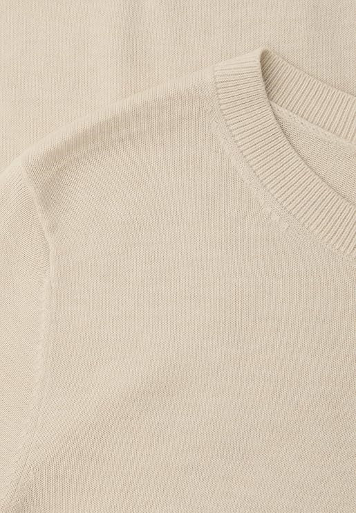 LTD_QR_short sleeve sweater – Smoke Beige Melange 