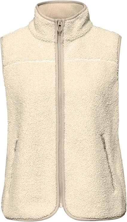 Short Teddy Vest w. Stand-Up C – Eggshell Ecru 