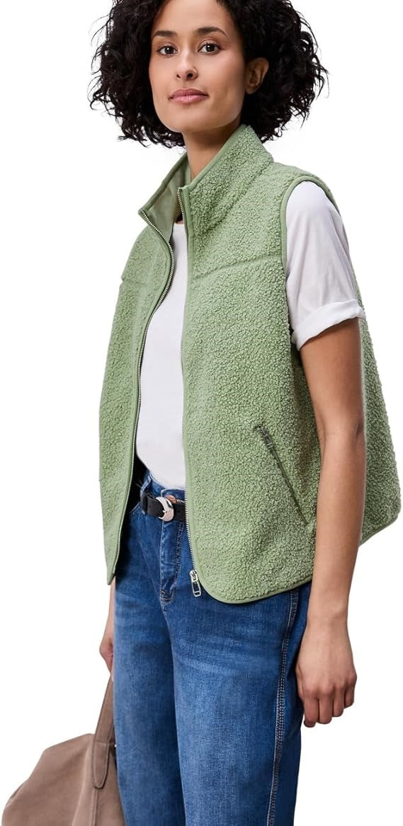 Short Teddy Vest w. Stand-Up C – Bright Pistachio 