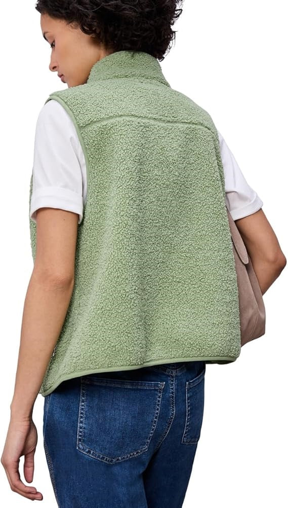 Short Teddy Vest w. Stand-Up C – Bright Pistachio 