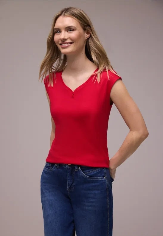 shirt w. button panel – Salsa Red 