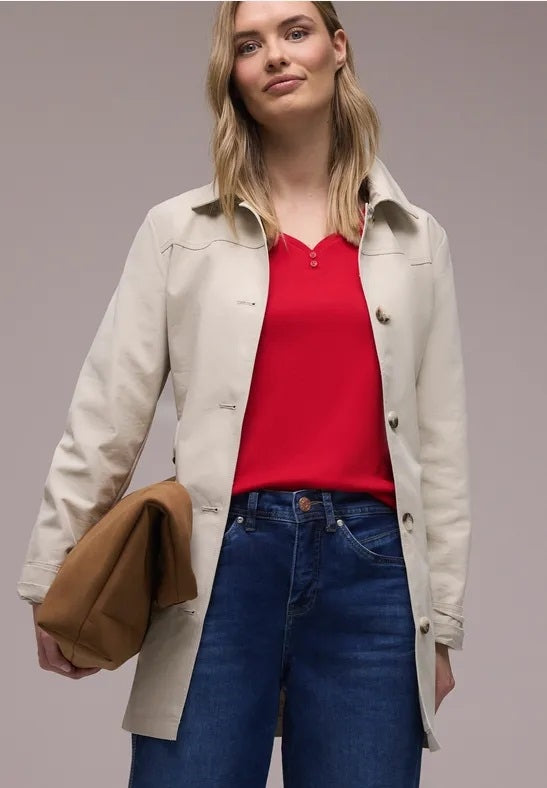 shirt w. button panel – Salsa Red 