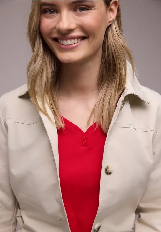 shirt w. button panel – Salsa Red 