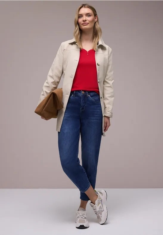 shirt w. button panel – Salsa Red 
