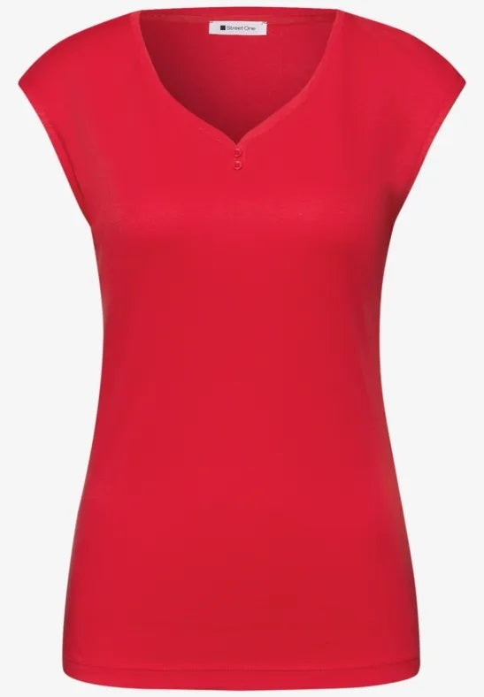 shirt w. button panel – Salsa Red 