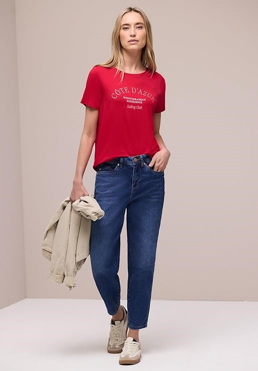 LTD QR wording print shirt – Salsa Red 