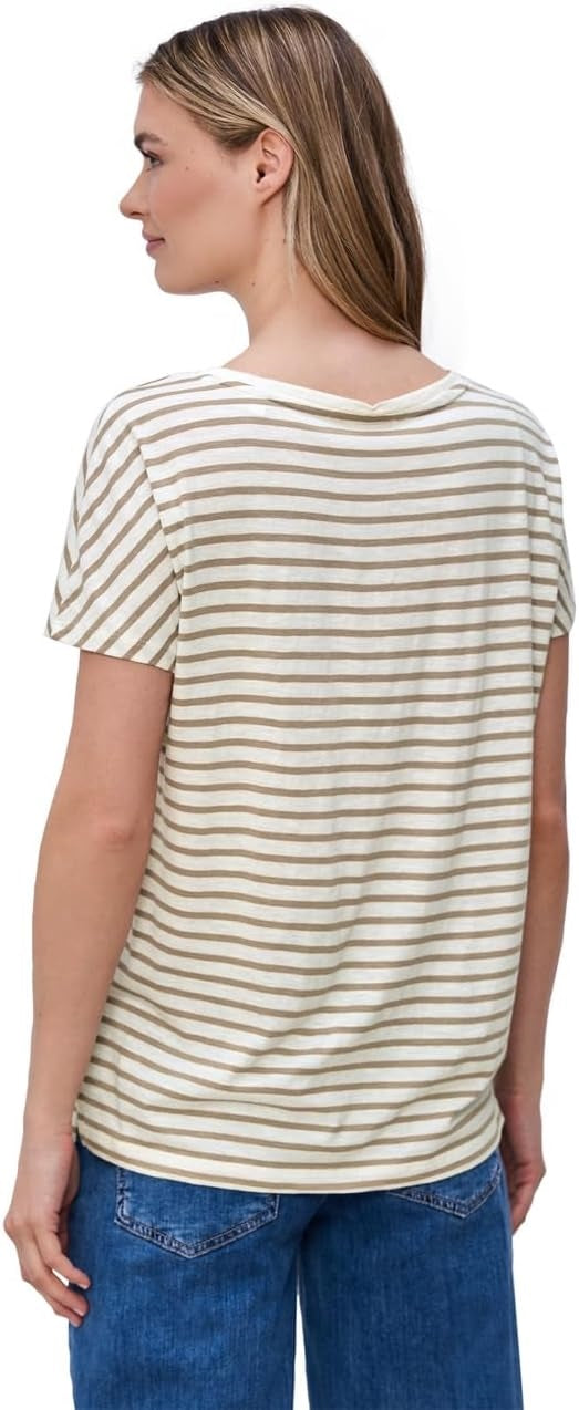 striped shirt w.chest print – Safari Beige 