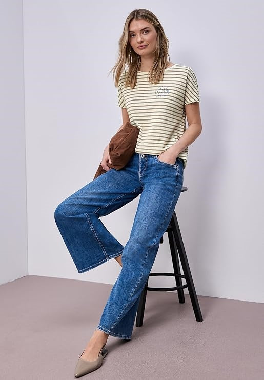 striped shirt w.chest print – Safari Beige 