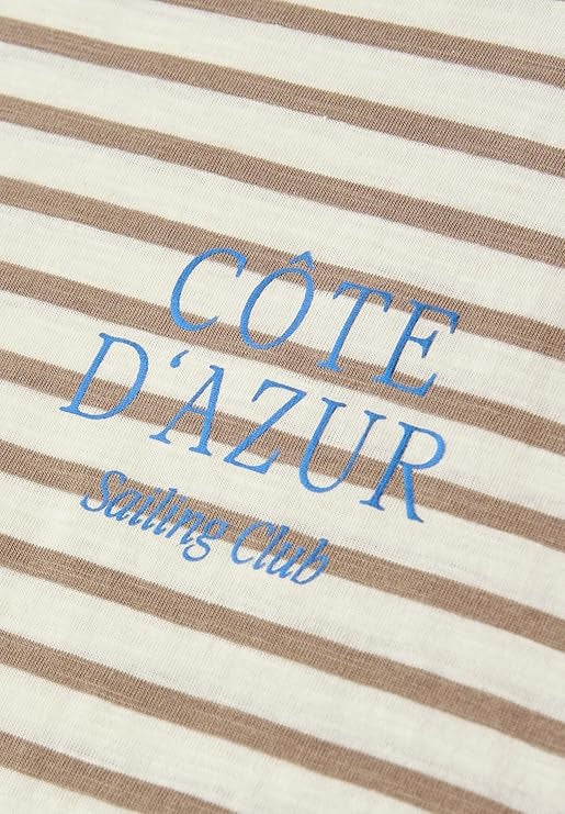striped shirt w.chest print – Safari Beige 