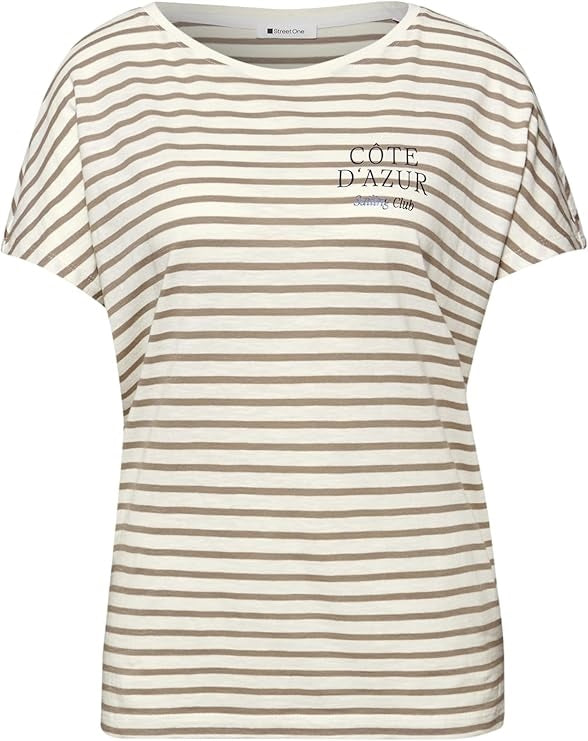 striped shirt w.chest print – Safari Beige 