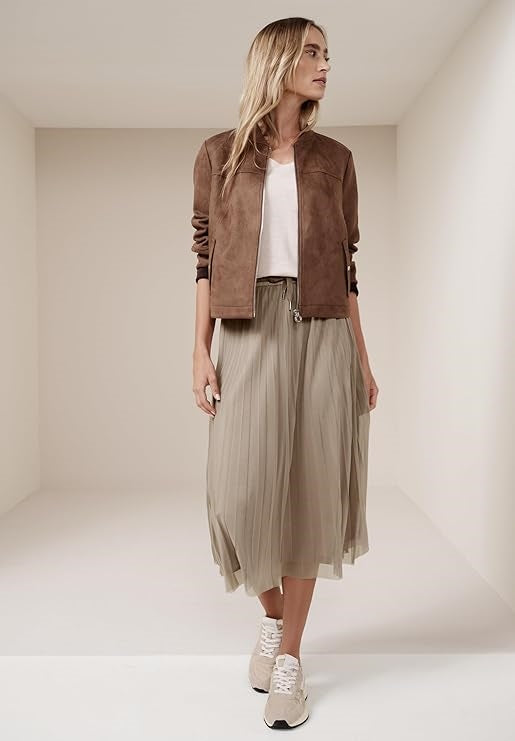 Mesh Plisse jog skirt_solid