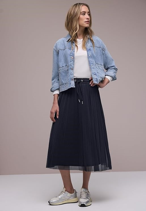 Mesh Plisse jog skirt_solid – Shadowed Navy 
