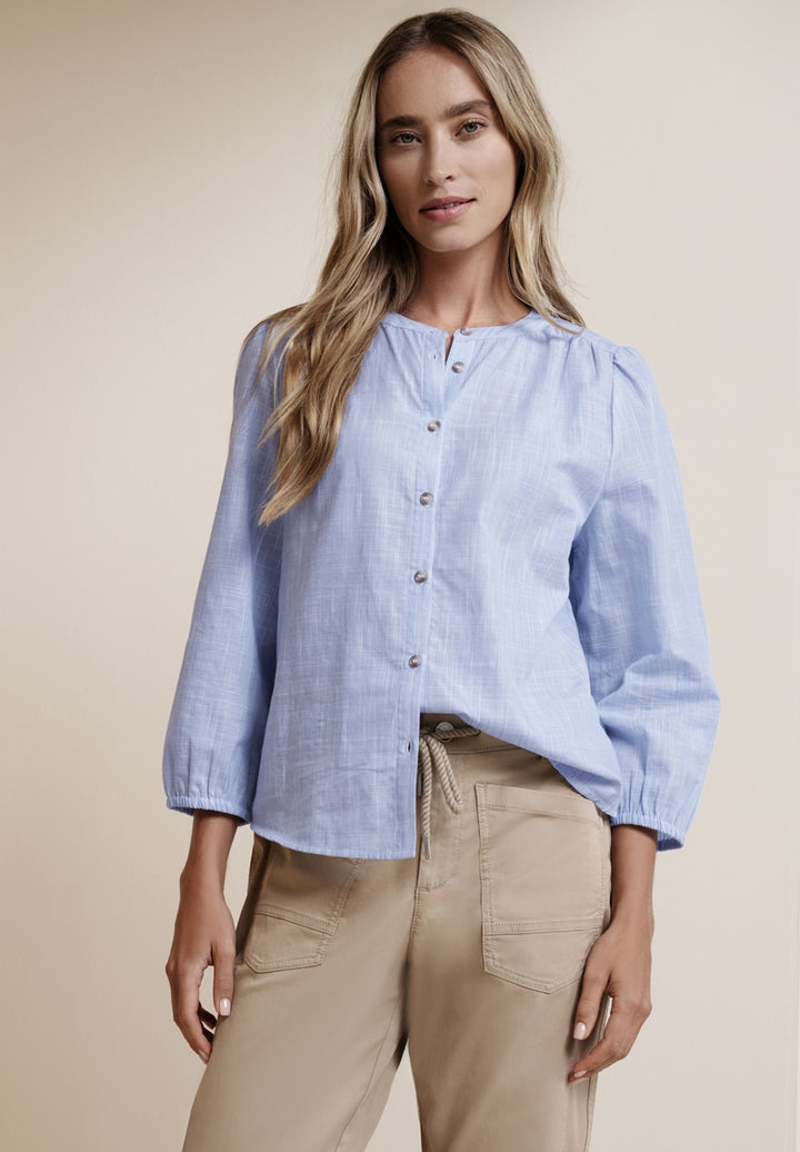 Chambray buttoned roundneck bl