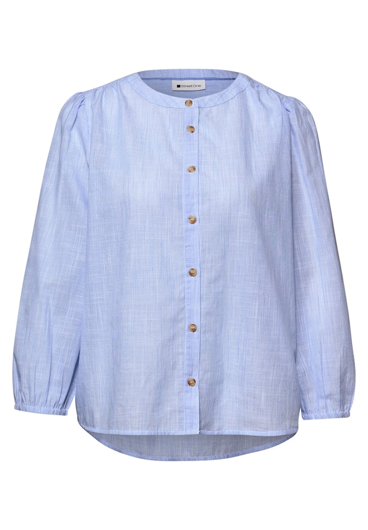 Chambray buttoned roundneck bl – Original Blue 