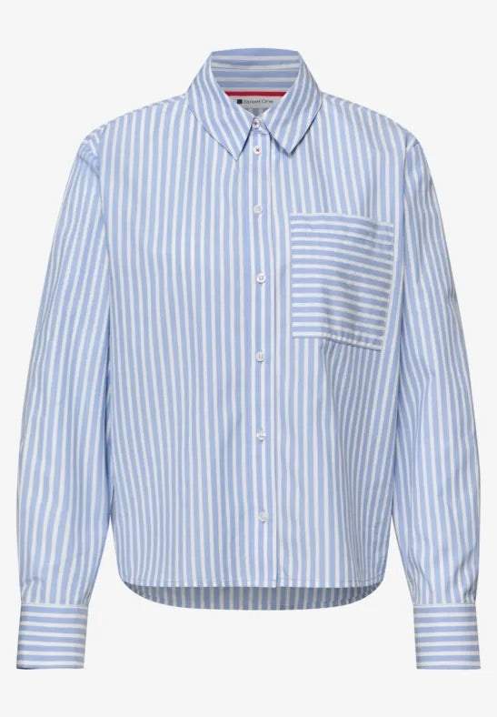 Striped shirtcollar blouse w b
