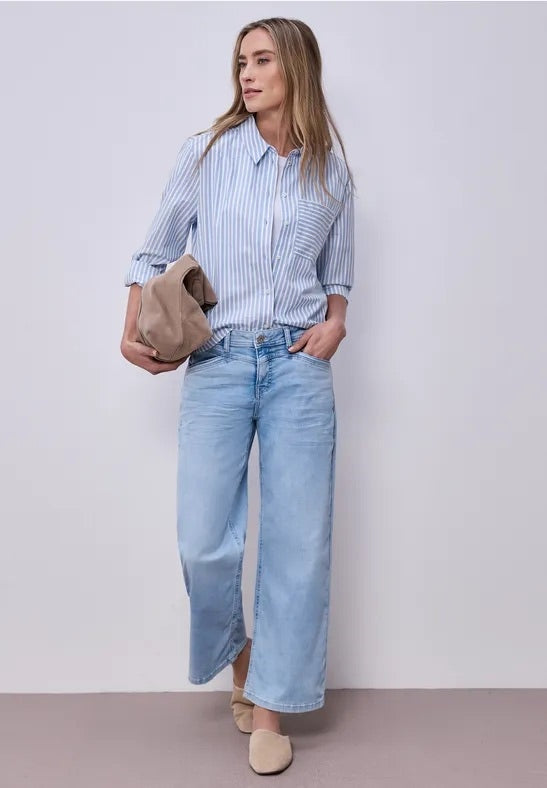 Striped shirtcollar blouse w b