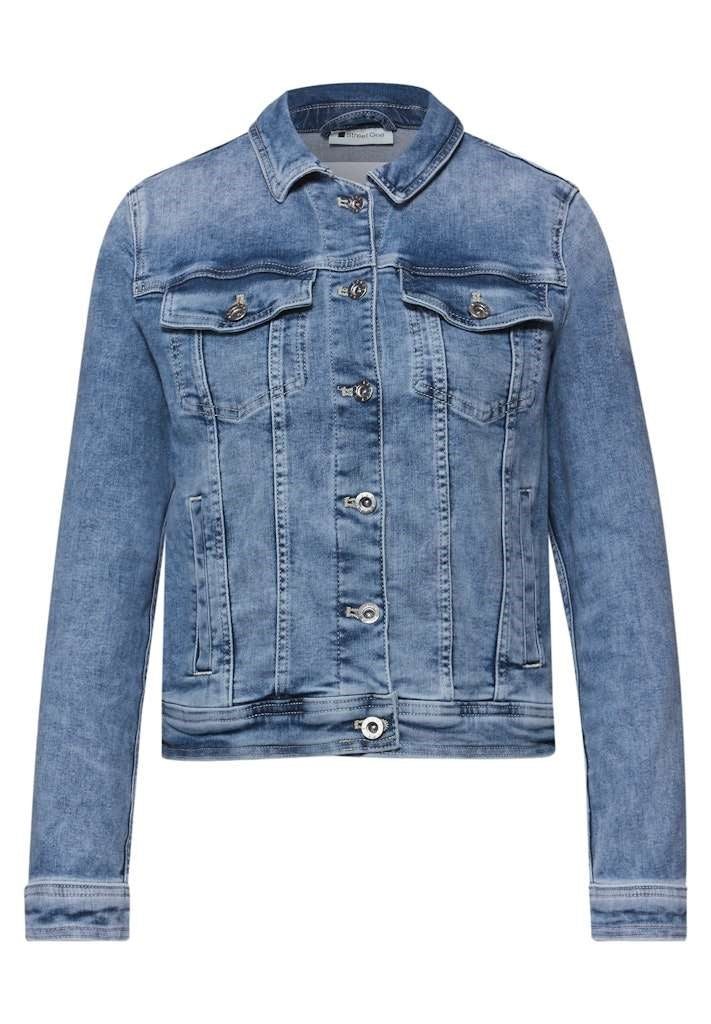 QR Style Jacket,mid blue washe – Medium Blue Washed 