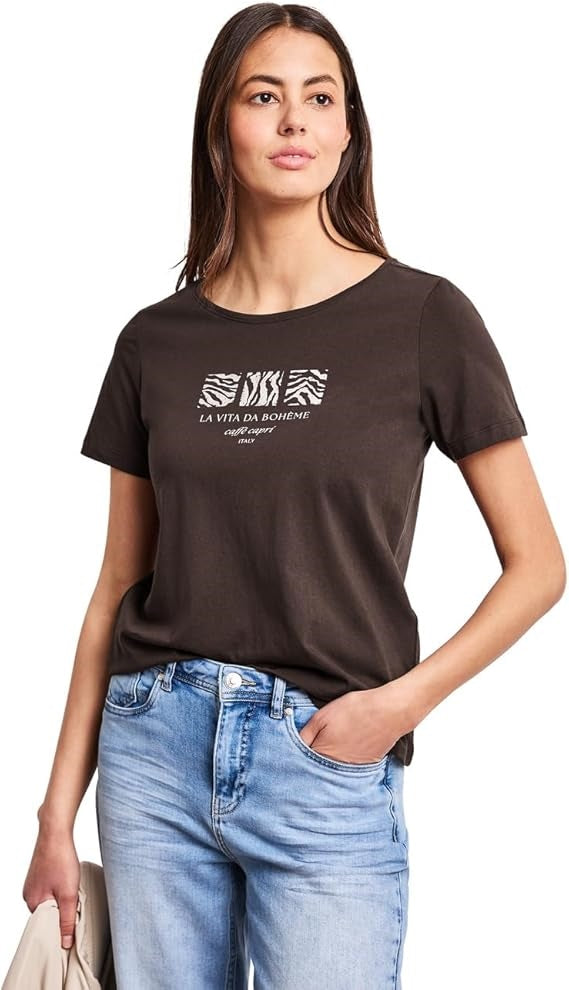 LTD QR basic pearl print shirt – Espresso Brown 