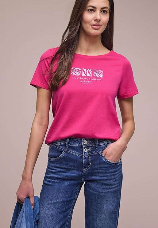 LTD QR basic pearl print shirt – Magenta Dream 