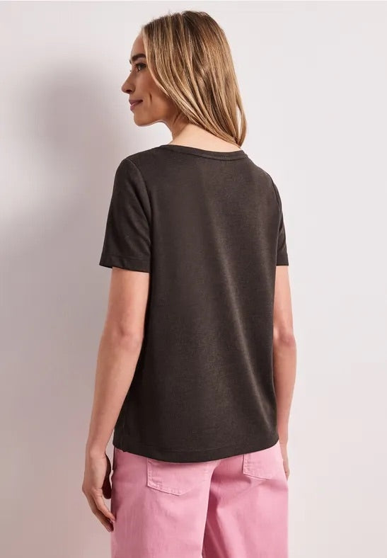 SOL_partprint shirt w.short sl – Espresso Brown 