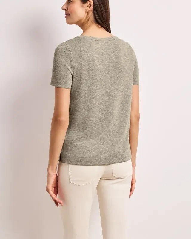 SOL_partprint shirt w.short sl – Timeless Beige 