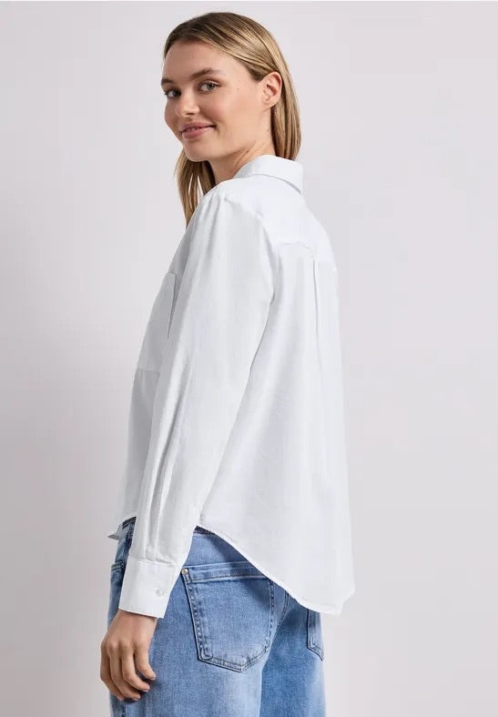 QR Cotton shirtcollar blouse w – White 