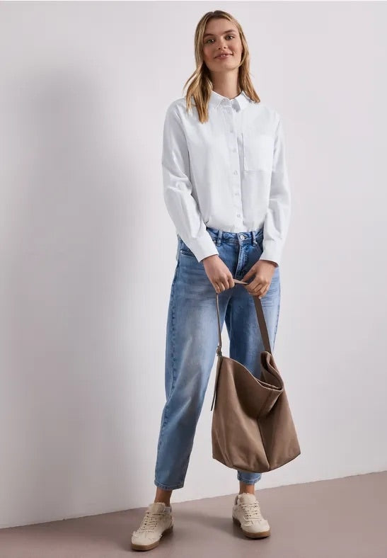 QR Cotton shirtcollar blouse w – White 