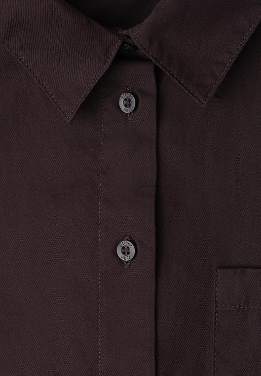 QR Cotton shirtcollar blouse w – Espresso Brown 