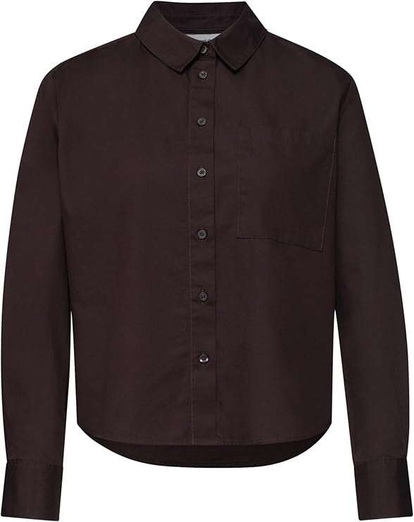 QR Cotton shirtcollar blouse w – Espresso Brown 