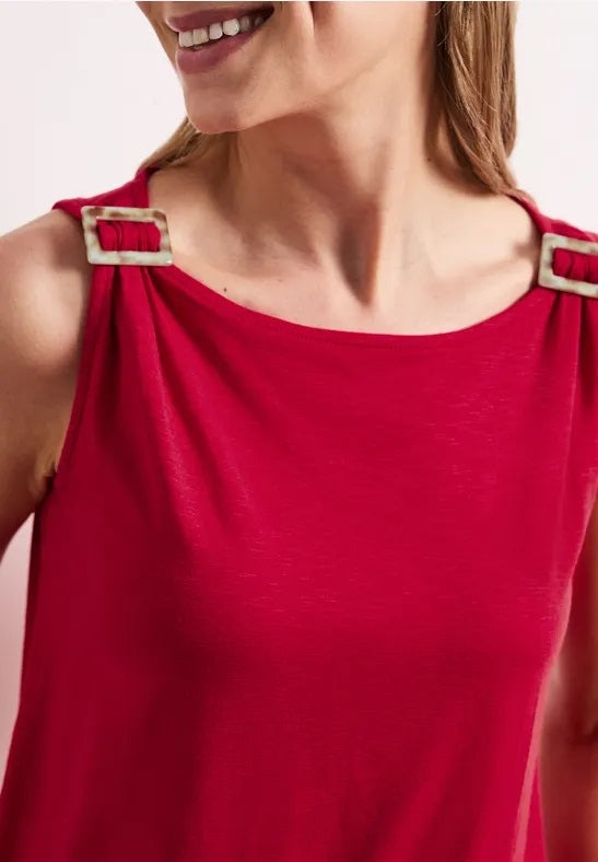 LTD QR slub jersey top w.shoul – Salsa Red 