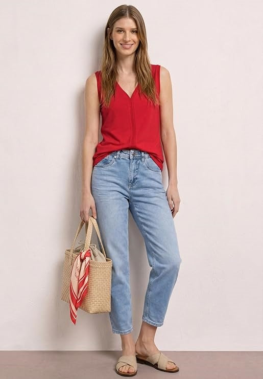 jersey top w.crochet tape – Salsa Red 