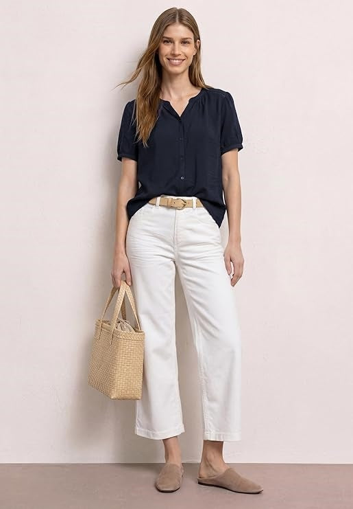 EOS_Buttoned Shirtblouse w. sp – Deep Blue 