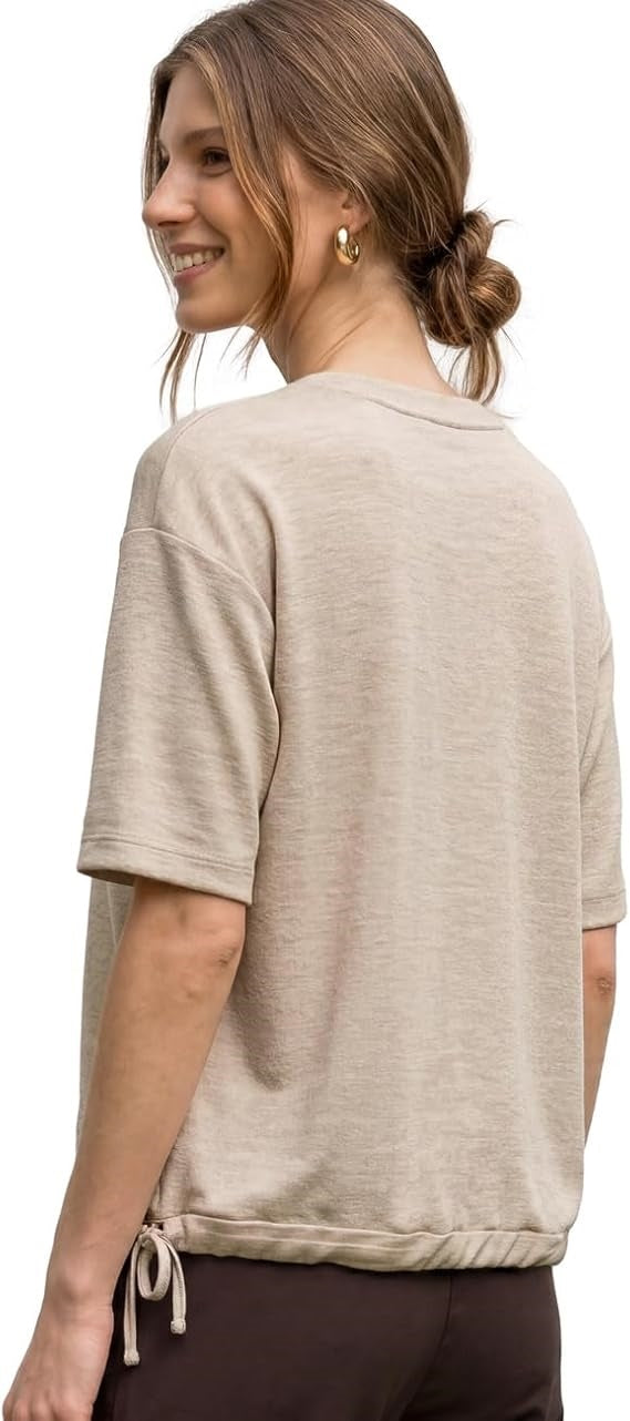 melange shirt w.woven pocket