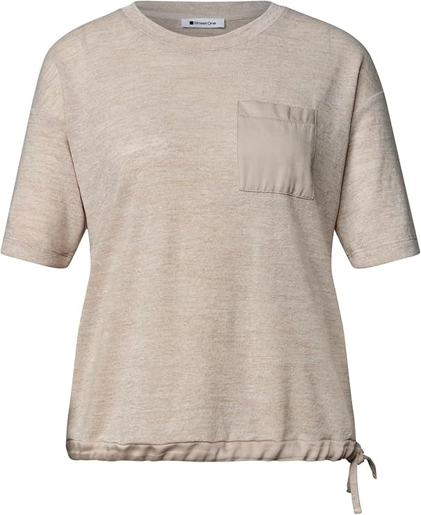 melange shirt w.woven pocket