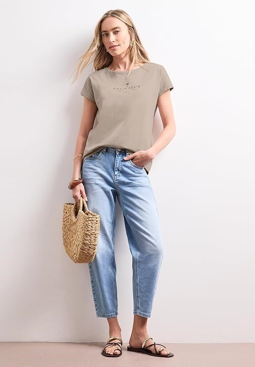 basic wording print shirt – Clay Sand 